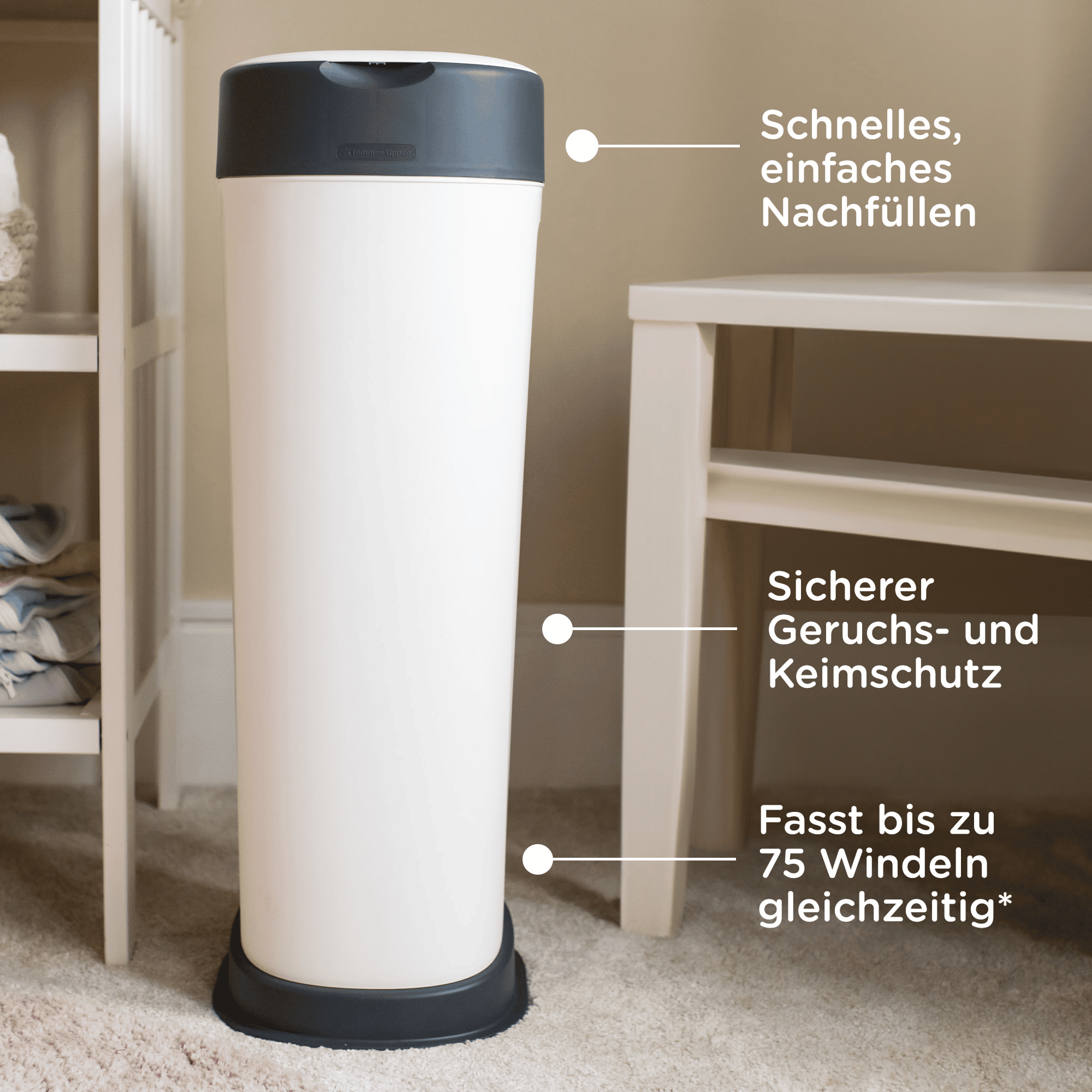 Twist & Click Windeleimer Sangenic XL tommee tippee Weiß 2000583017301 2