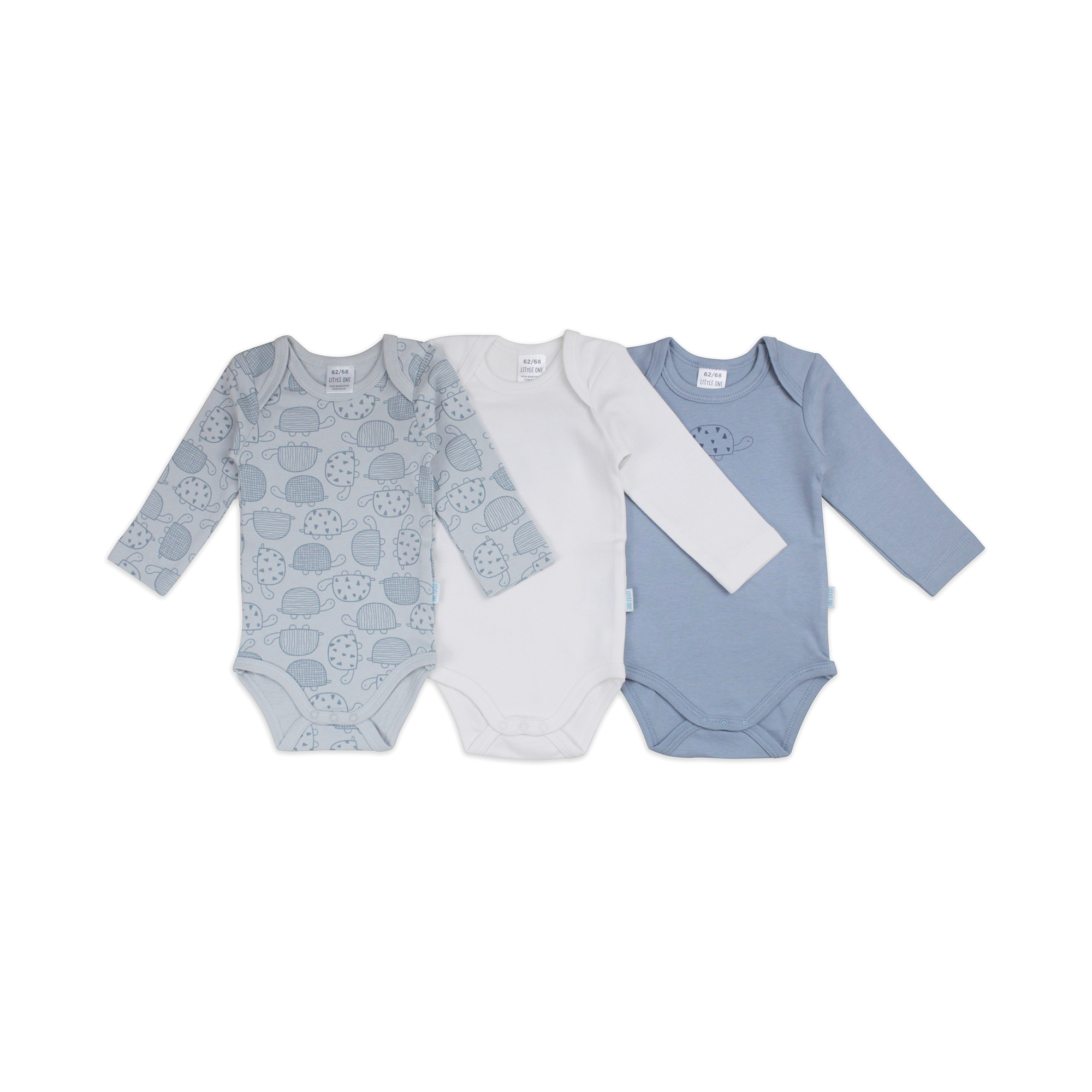 3er-Pack Langarmbodys Schildkröte LITTLE ONE Blau M2000587529800 1