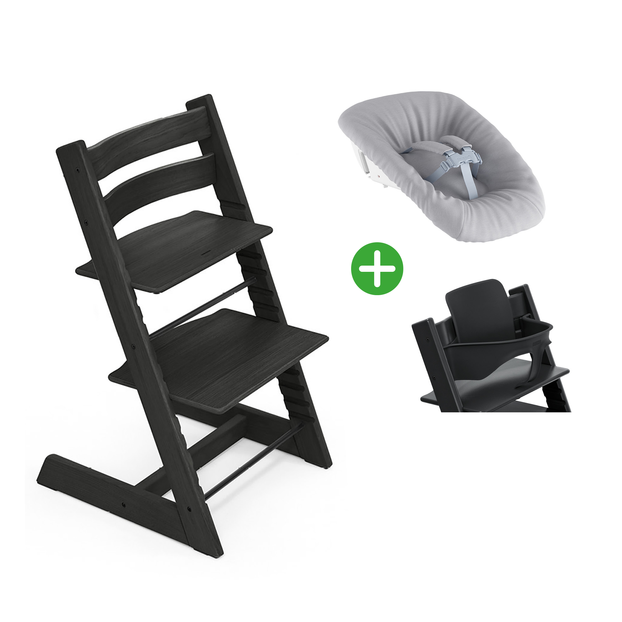 Trio Set Tripp Trapp® Oak Black STOKKE Schwarz 9000000000459 1_plus