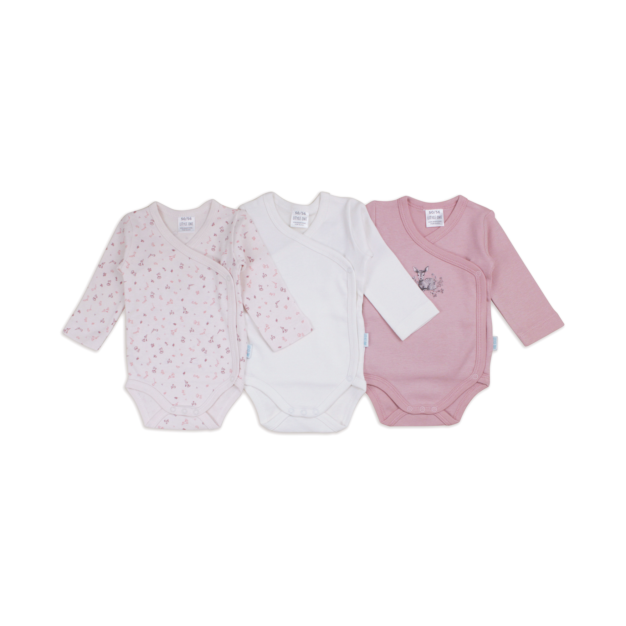 3er-Pack Wickelbodys Reh LITTLE ONE Rosa M2000587530202 1