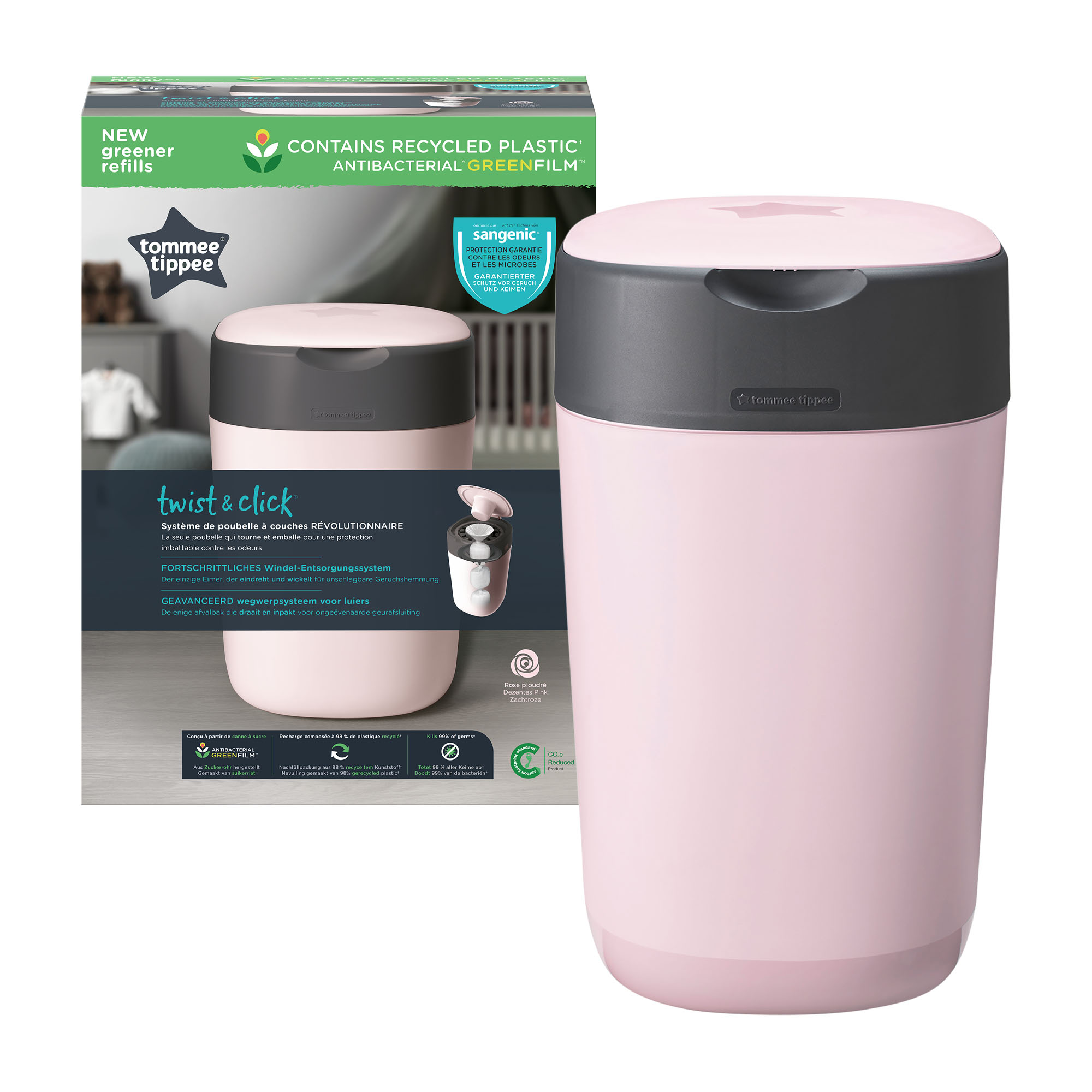 Twist & Click Windeleimer tommee tippee Rosa 2000577801404 1