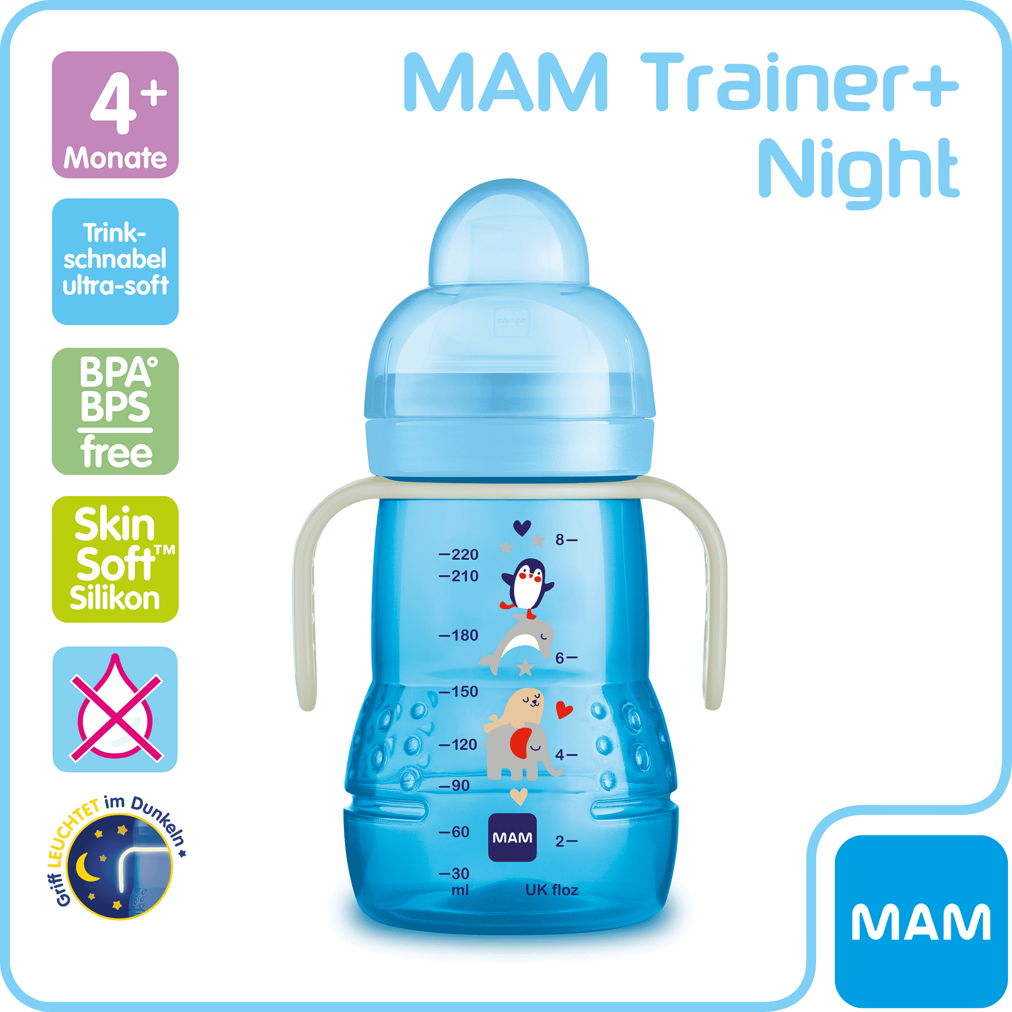 Trainer+ Night Elefant 220ml MAM Blau 2000583746102 2