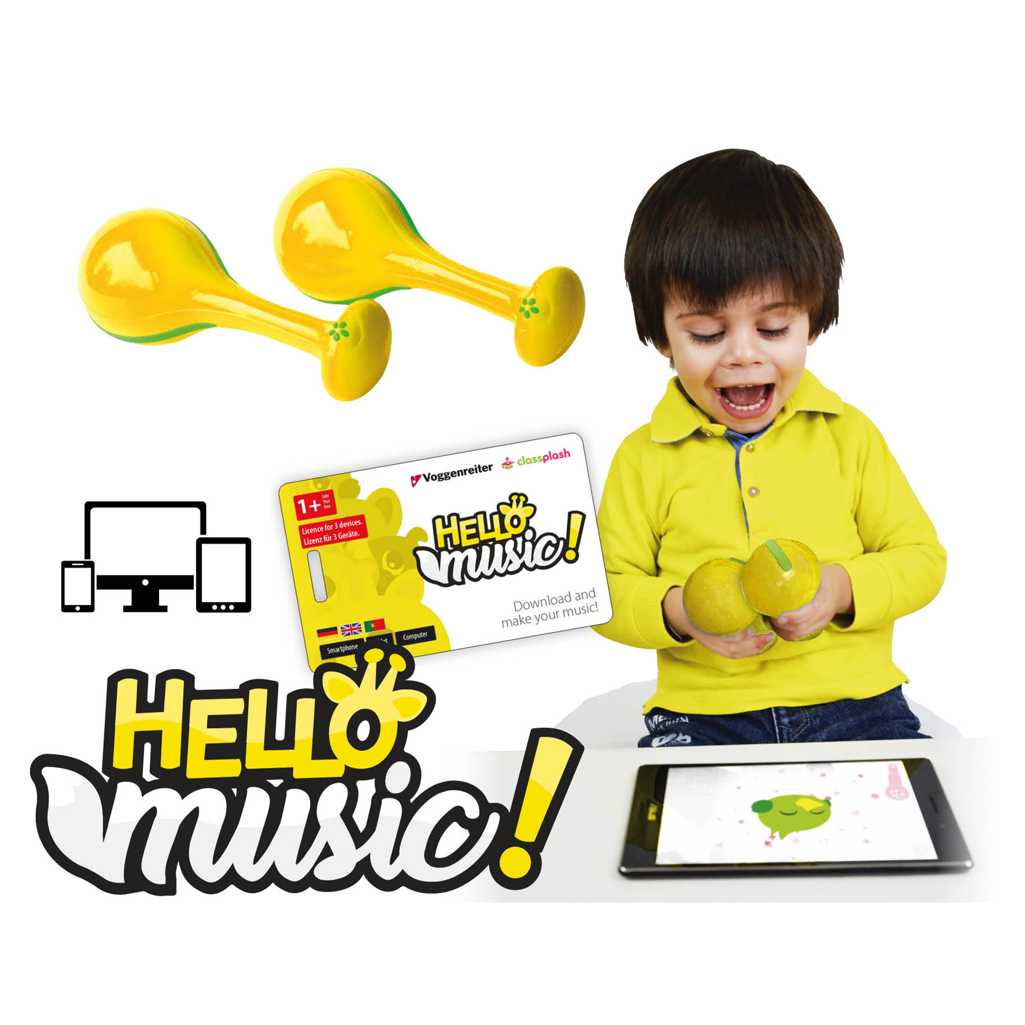 Hello Music Maracas-Set mit App Voggenreiter Gelb 2000576763307 2